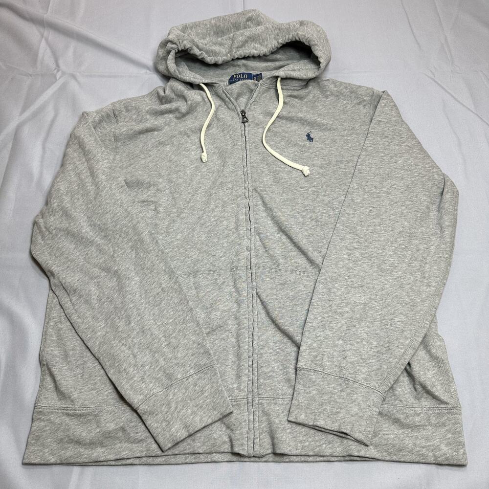 Polo Ralph Lauren Jacket Mens XL Gray Hoodie Sweatshirt Cotton Soft Pony Casual